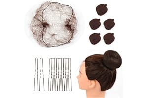 50 Pcs Hair Nets Invisible Elastic Mesh with 40 Pcs U Shaped Hair Pins for Women Hair Buns (Dark Brown)