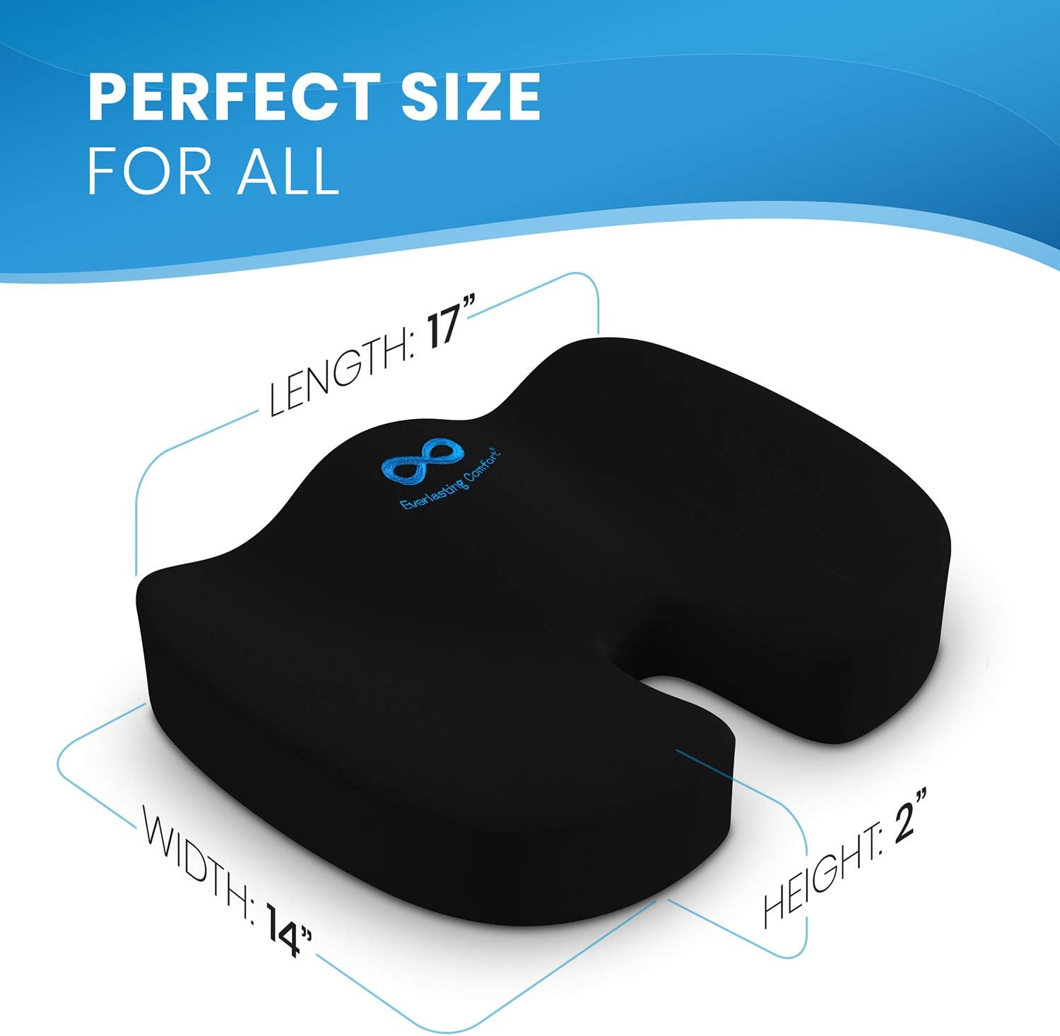 Everlasting Comfort Gel Infused Memory Foam Seat Cushion - Ventilated Design for Hip and Tailbone Pain - Office Chair and Car Seat Cushion - Coccyx Cushion - Sciatica and Back Pain Relief : Office Products