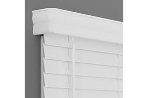 2 Inch Cordless Faux Wood Blind - 18" W x 48" L - White, Thick Wood Textured Slats, Over 1,000 Custom Sizes Starting at 19.97, Classic Valance, Room Darkening Shades for Interior Windows by Lumino
