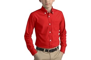 Spring&Gege Boys Long Sleeve Uniform Woven Twill Button Down Shirt