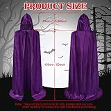AOOWU Purple Cape Hooded Cape Witch Cosplay Accessory 150cm Halloween view 3