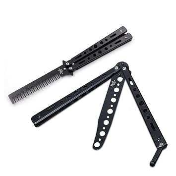 Joaz Goods 2 Pack Practice Butterfly Knife With Spring Latch And Butterfly Knife Comb Trainer Combo