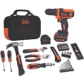 BLACK+DECKER 12V MAX Drill &amp; Home Tool Kit, 60-Piece (BDCDD12PK)