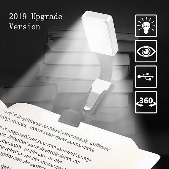 Vegena Leselampe, Buch Klemme Buchlampen, Leselicht, Wiederaufladbar LED Buchlampe mit Zwei Clip, 3-Farbtemperatur Wiederaufl