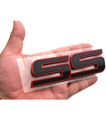 Emblème SS Grille Camaro Chevrolet GM - Badge 3D Chrome Rouge