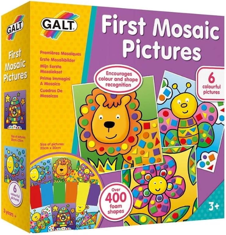 Galt Mosaic Craft Kit Multi 20 x 20 cm with 6 Pictures and 400 Tiles
