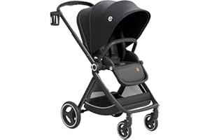 Baby Stroller ELITTLE EMU Toddler Stroller with Reversible Seat, Full-Size Infant Stroller for 0-36 Months Baby, Compact Stroller for Comfortable Outings, Foldable Pram Carriage for Airplane-Dark