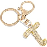 LAXPICOL Gold Letter A-Z Keychain for Women Sparkly CZ Zircon Bag Charms Purse Charms Alphabet Initial Letter Keychain