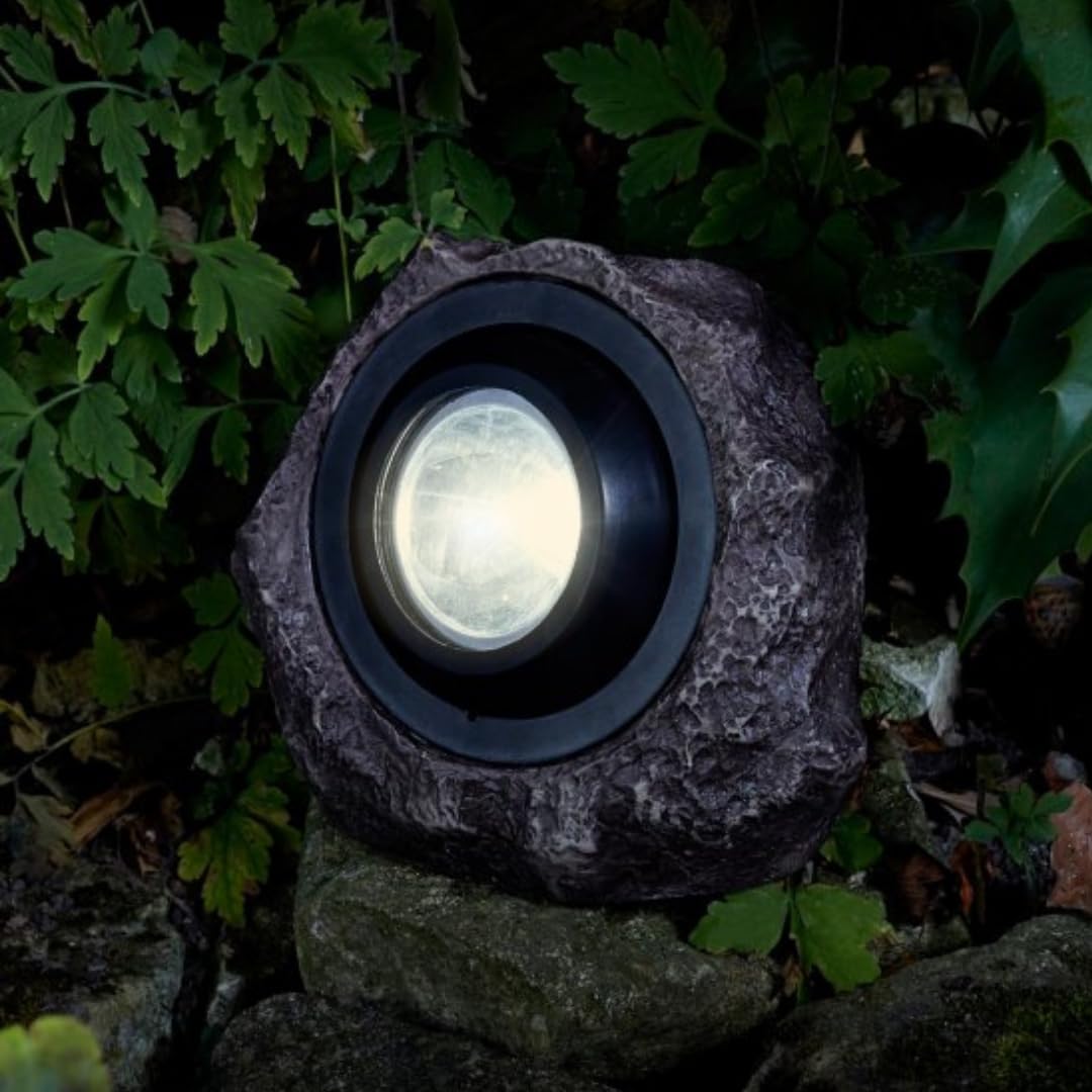 Garden Mile 25L Rock Solar Lights Outdoor Garden Super Bright 25 Lumens Outside Lights Solar Powered Waterproof Heavy Duty Spotlights for Yard Patio Driveway Pathway Lighting
