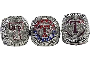 JOSLIFE TX 2023 for Rangers World Champions Ring Baseball - Sports Fan Tribute with Golden Glow Rings in Sandalwood Box - Ideal Gift for Men, Women, siver
