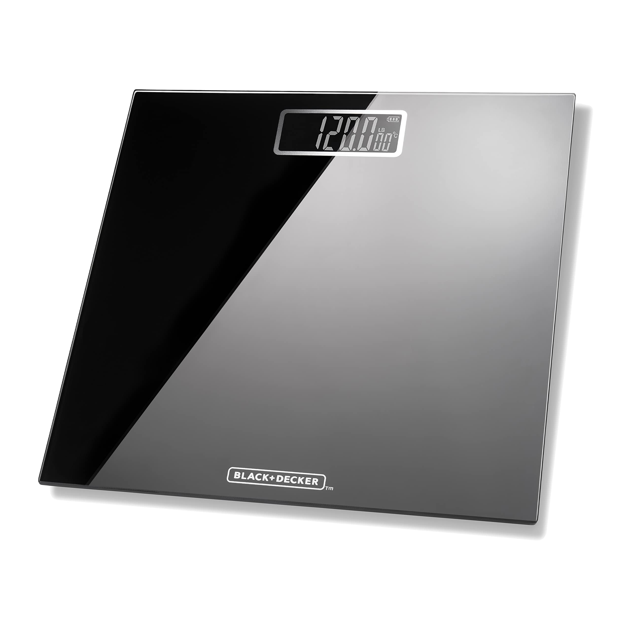 BLACK+DECKER BXBS0002GB Digital Bathroom Scale, High Precision Sensor System, Durable Tempered Glass, LCD Display, Black