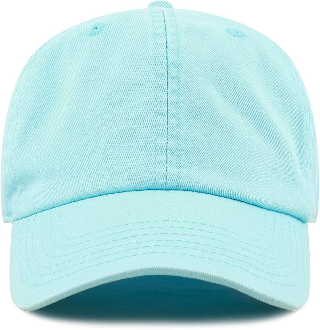 The Hat Depot Unisex Blank Washed Low Profile Cotton and Denim Baseball Cap Hat (Aqua) at  Men’s Clothing store