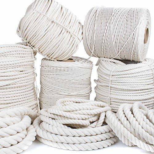 GOLBERG Twisted 100% Natural Cotton Rope 5/32", 3/16", 7/32", 1/4", 5/16", 3/8", 1/2", 5/8", 3/4", 1", 1 1/4", 1 1/2" - White Cotton Rope - Several Lengths to Choose