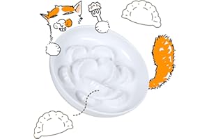 FULLCHARM Melamine Cat Slow Feeder Bowl for Dry & Wet Food - Unbreakable Cat Food Plates for Slow Eating - Cute Puzzle Feeder - Whisker Friendly & Dishwasher Safe & Non Slip Design - (White, 6.3''W*1.7H)