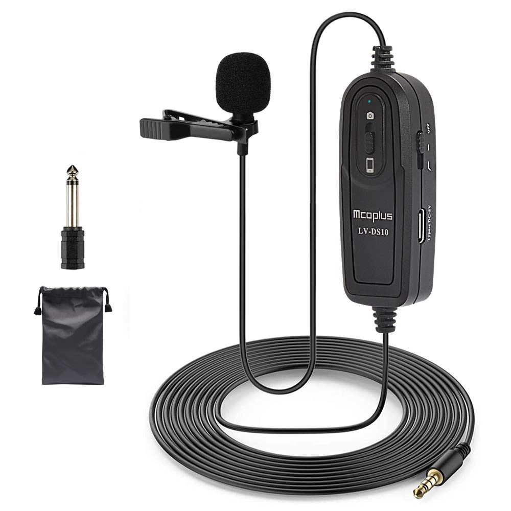 Mcoplus Lvds10 3.5mm Lavalier Lapel Microphone, Omnidirectional Lapel Mic with Noise Cancelling/USB Charging for Smartphones,DSLR Camera,Video Recording, Vlogger, Podcast, PC, YouTube,Interview