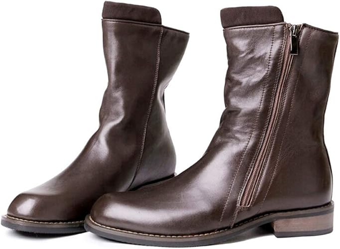 One Max メンズ ロングブーツ 牛革 サイドジッパー 秋冬 ブーツ 防水 防寒 男 ビジネスブーツ 防滑 靴 One Max ブーツ Amazon