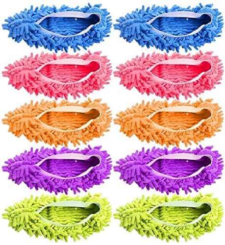 Sonia-520Sonia-520 Microfiber Dust Mop Slippers, 5 Pairs Multi-Function Duster Mop Shoes for Cleaning Drying Floor - 5colors