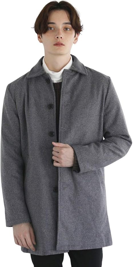 Amazon Co Jp ソユーズ Soyous チェスターコート ステンカラーコート メンズ コート アウター チェスター チェック アウター ロング ウール メルトン 冬 ビジネス ジャケット 服 ファッション小物