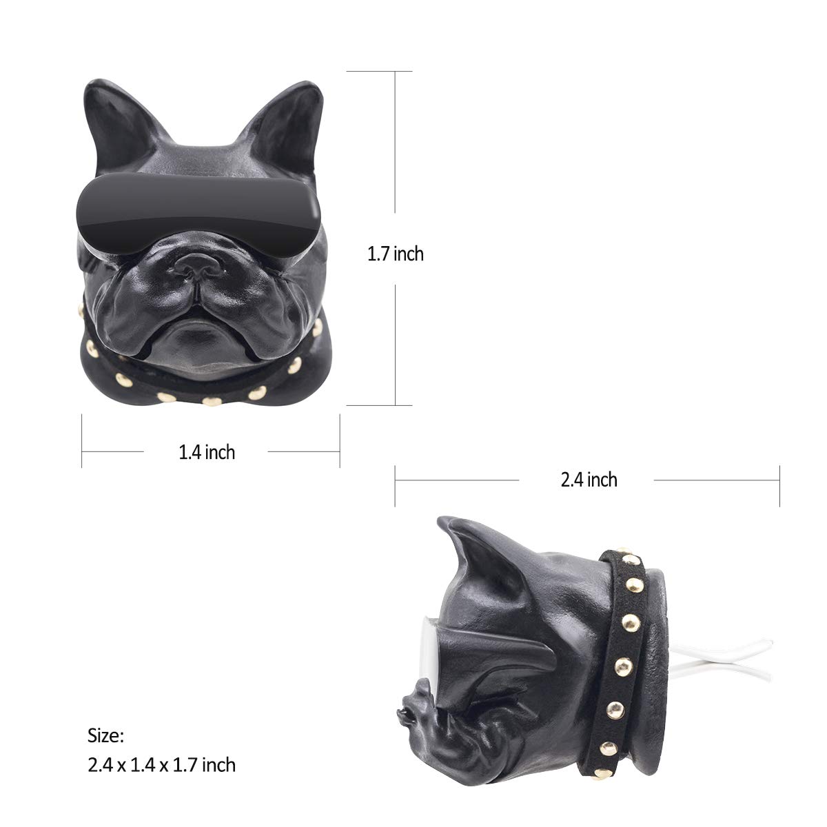 DRAWIGER Mini Aroma Diffuser for Car Vent Clip for Essential Oil and Perfume with Refill Bottle, French Bulldog, Black