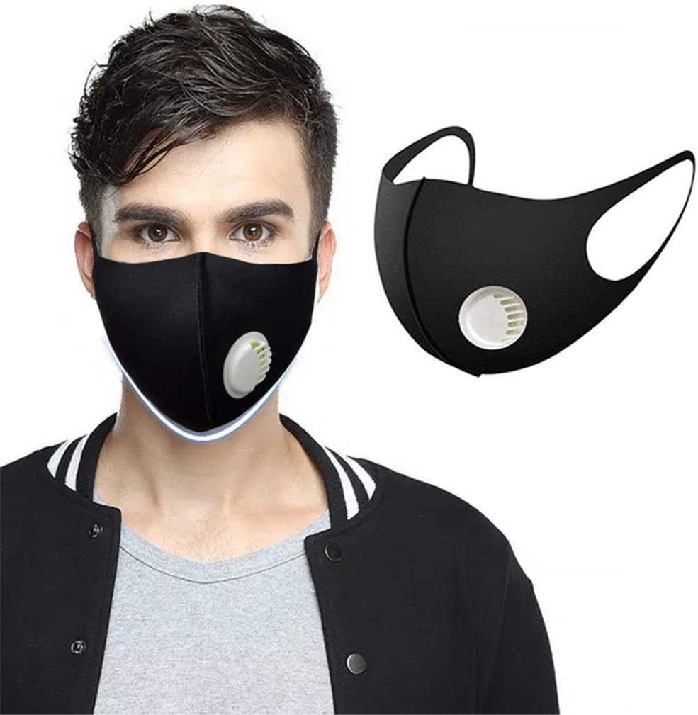 Washable Cotton Face Respirator with Filters Breather Valve for Adults, Reusable 口罩 Coronávirùs Virüs Flü Germ Protection Máscara for Dustproof Windproof PM2.5 Foggy Haze Pollution (Black, 1)