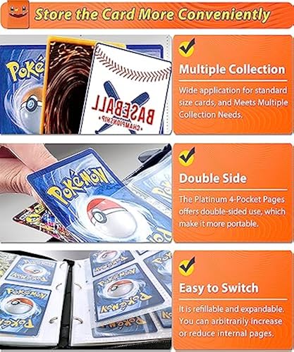 SupAI Binder for Pokemon Cards with Sleeves, Card Holder Binder for Pokmon  Trading Cards, Holds Up