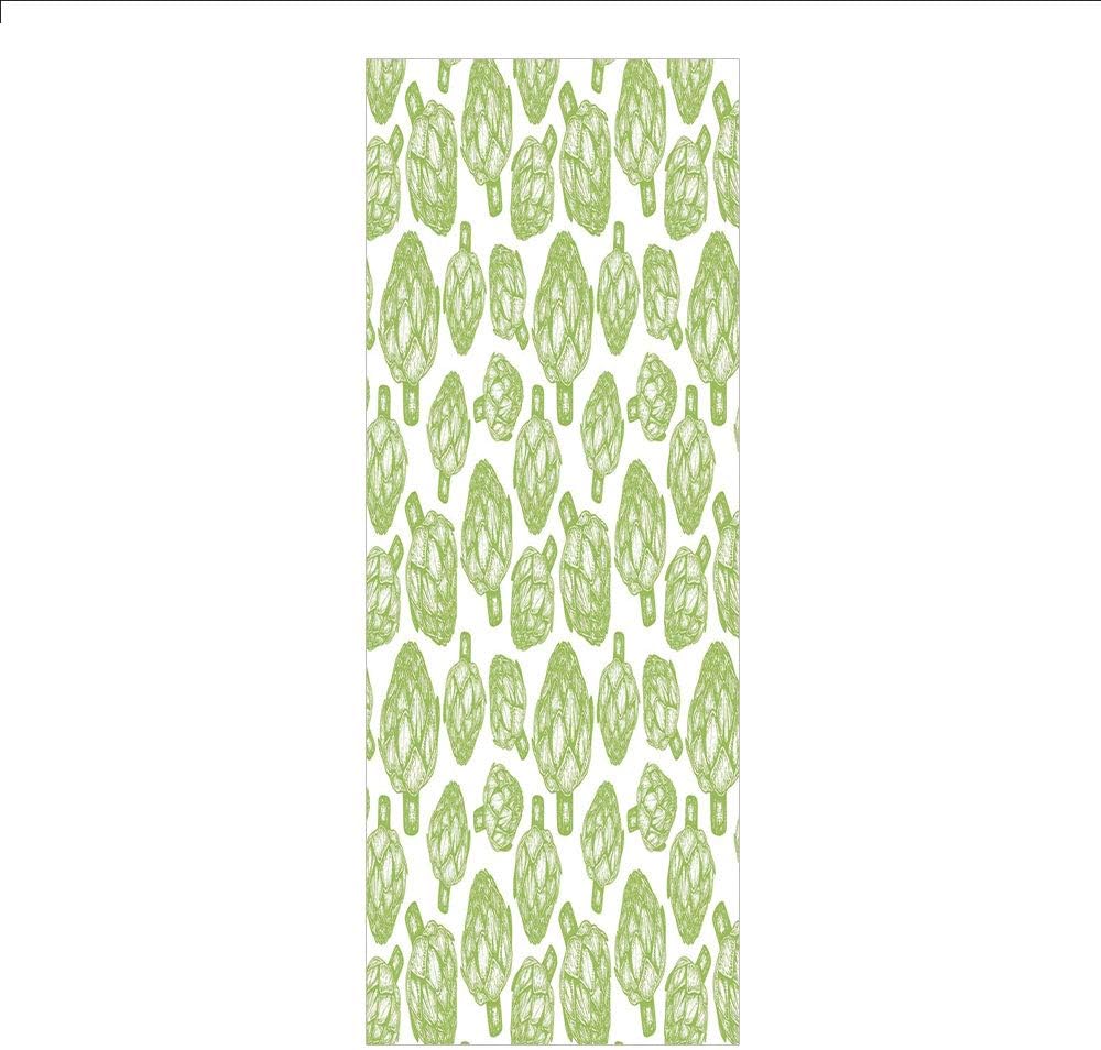 Decorative Privacy Window Film/Sketch of Super Food Vegetables in Hand Drawn Style Nutritious Food Artwork Decorative/No-Glue Self Static Cling for Home Bedroom Bathroom Kitchen Office Decor Apple Gre