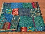 Patola Silk Patch Work Kantha Quilt , Kantha Blanket Bedspread, Patch Kantha Throw, King Kantha, Kantha Rallies Indian Sari Quilt, Size 90