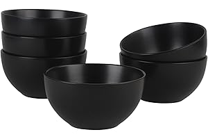 10 Strawberry Street Wazee Matte 5.5"/16oz Cereal Bowl, Set of 6, Black