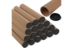 ZEONHAK 18 Pcs Mailing Tubes with Caps,2 x 15 Inch Kraft Shipping Poster Cardboard Tubes for Shipping, Mailing and Storage
