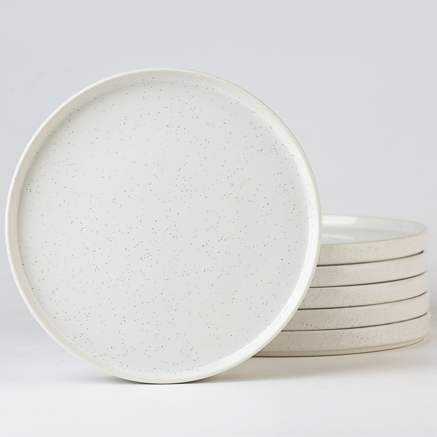 Photo 1 of famiware Nebula 6 Pieces Dinner Plates, 10.2 inch Plates Set, Scratch Resistant, Stoneware Dinnerware, Kitchen Modern Rustic Dishes, White