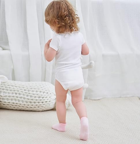 9 Pairs Baby Non-Slip Ankle Socks - Gripper Soles For Infants, Toddlers & Kids (Sizes 0-6M To 4-7Y)