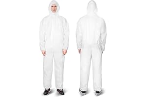 FURWEY-CA Hazmat Suits 1 Pack /5 Pack Disposable Protective Coveralls,Available in 4 sizes