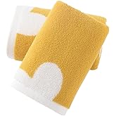 sense gnosis Heart Pattern Yellow Hand Towels 100% Cotton Decorative Thin Hand Towel Set of 2 for Bathroom 13 x 29 Inch