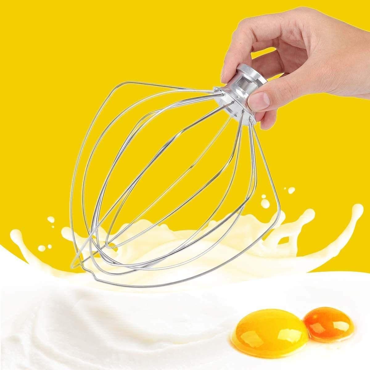 Whisk Attachment for Kitchen Aid 6 Qt Bowl-Lift Stand Mixer, Stainless Steel 6-Wire,Replace KN256WW,for Professional 6 & 600, KD26,KP26,KL26,KT26,KV25 by TOMOON