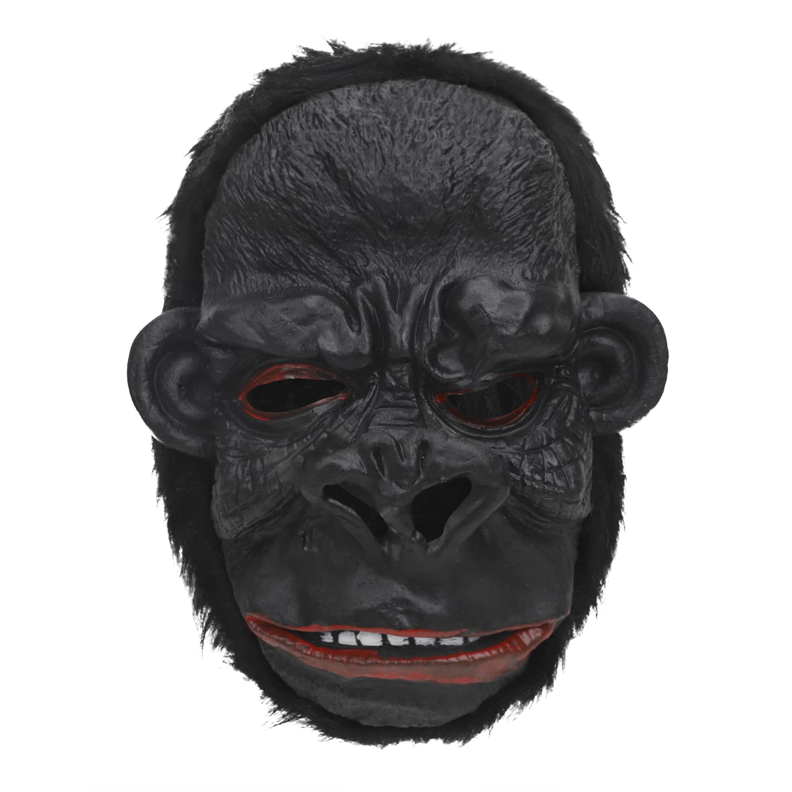 OhMill Men's Funny Halloween Mask Black Big Ear Gorilla Latex Masquerade Easter Halloween Cosplay Ape Mask Halloween Fancy Dress Headwear for Adults, Smile Teeth