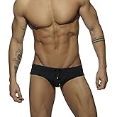 Sipumia Men's Side Double Zipper Swimming Trunks Briefs Low Waist Swimwear Elastic Beach Shorts Boxers Underwear