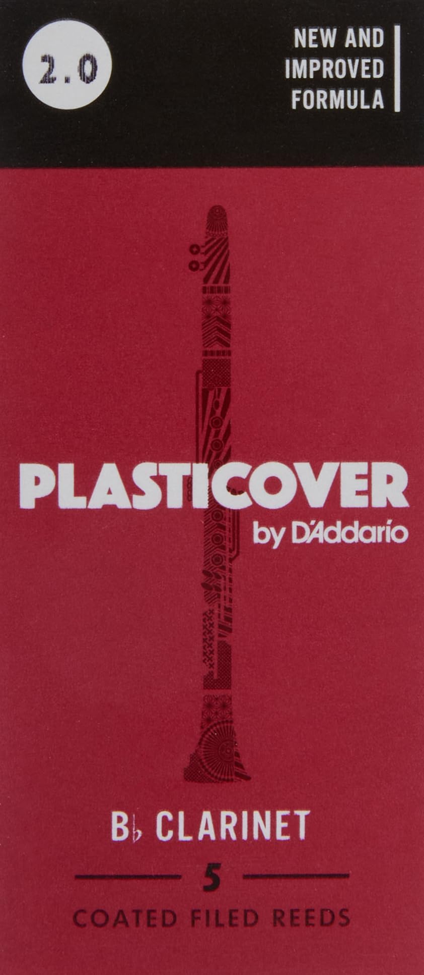 Rico RRP05BCL200 Plasticover 2.0 Strength Reeds for Bb Clarinet (Pack of 5)