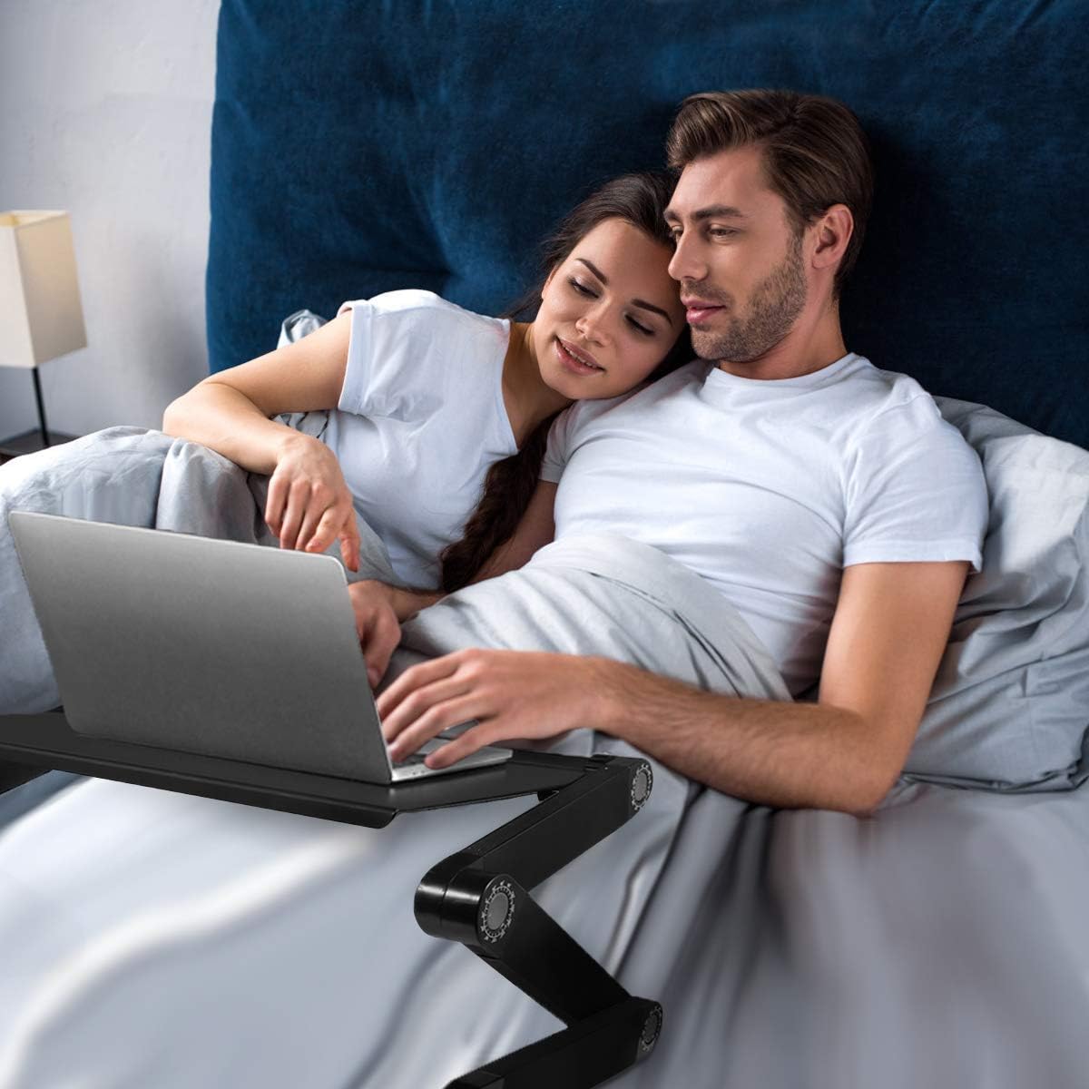 Adjustable Laptop Stand, Laptop Table for Bed/Recliner/Sofa- Birthday Gifts for Women, Man, Mom, Dad, Student, Friend- Couch Lap Top Desk, with Large Cooling Fan & Mouse Pad: Electronics