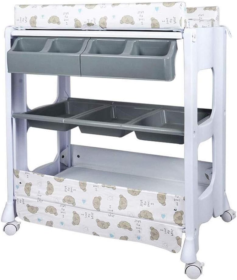 Diaper Table with Wheels Movable Large Storage Space Foldable Multipurpose Portable Changing Organizer for Traveling Shopping Relaxed (Size:82x53x103cm) (Color : B)
