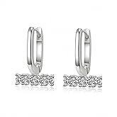 Noir Horse Moissanite Diamonds Dangle Hoop Earrings - White Gold Plated 925 Sterling Silver, Paperclip Sparkly Earrings, lightweight hypoallergenic for Women Gift