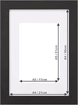 Fabian Clarke London A4 Black Wooden Picture Frame with White Mount view 2