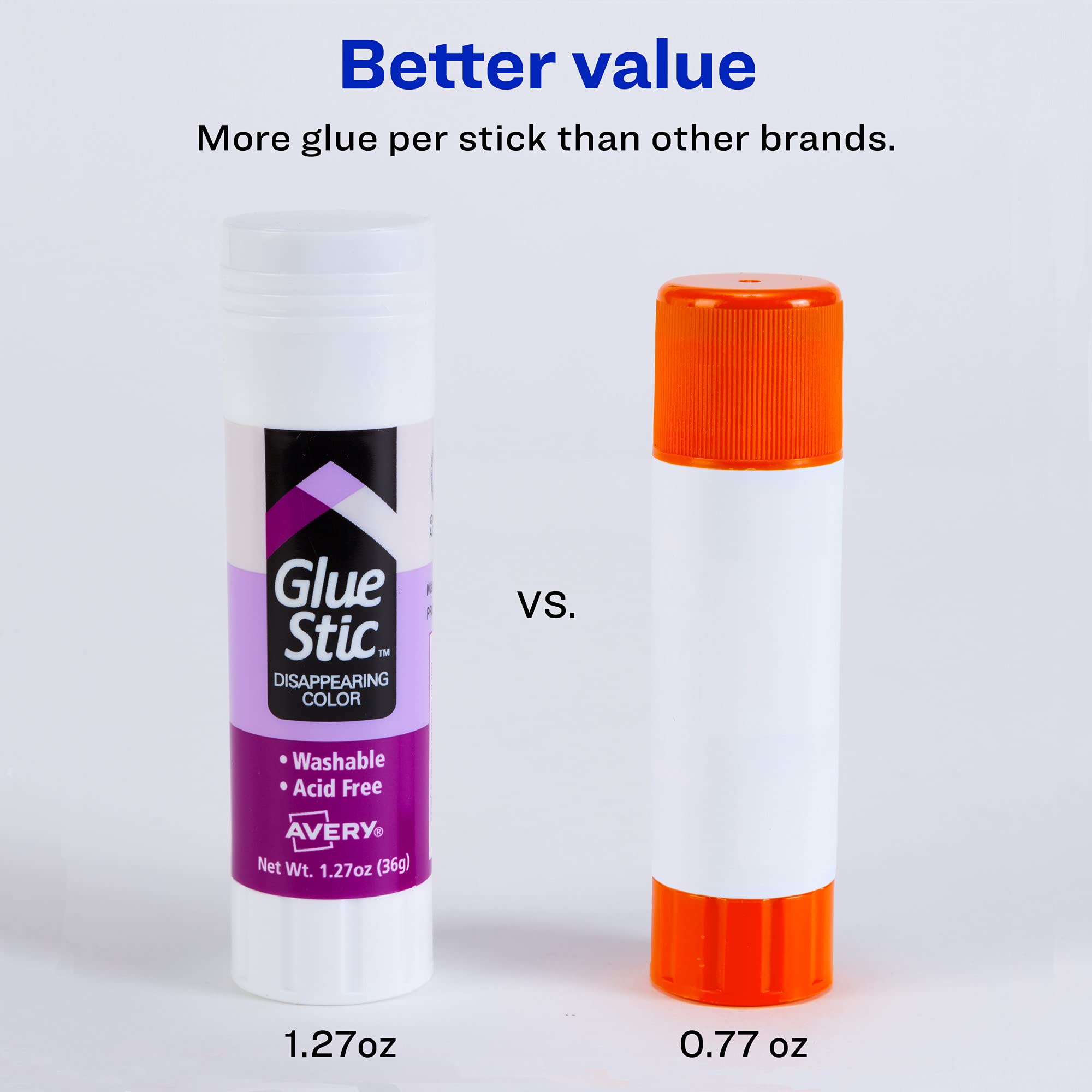 Avery Glue Stic, Disappearing Purple, Washable, Non-Toxic, 1.27oz, 6 Glue Sticks (98071)