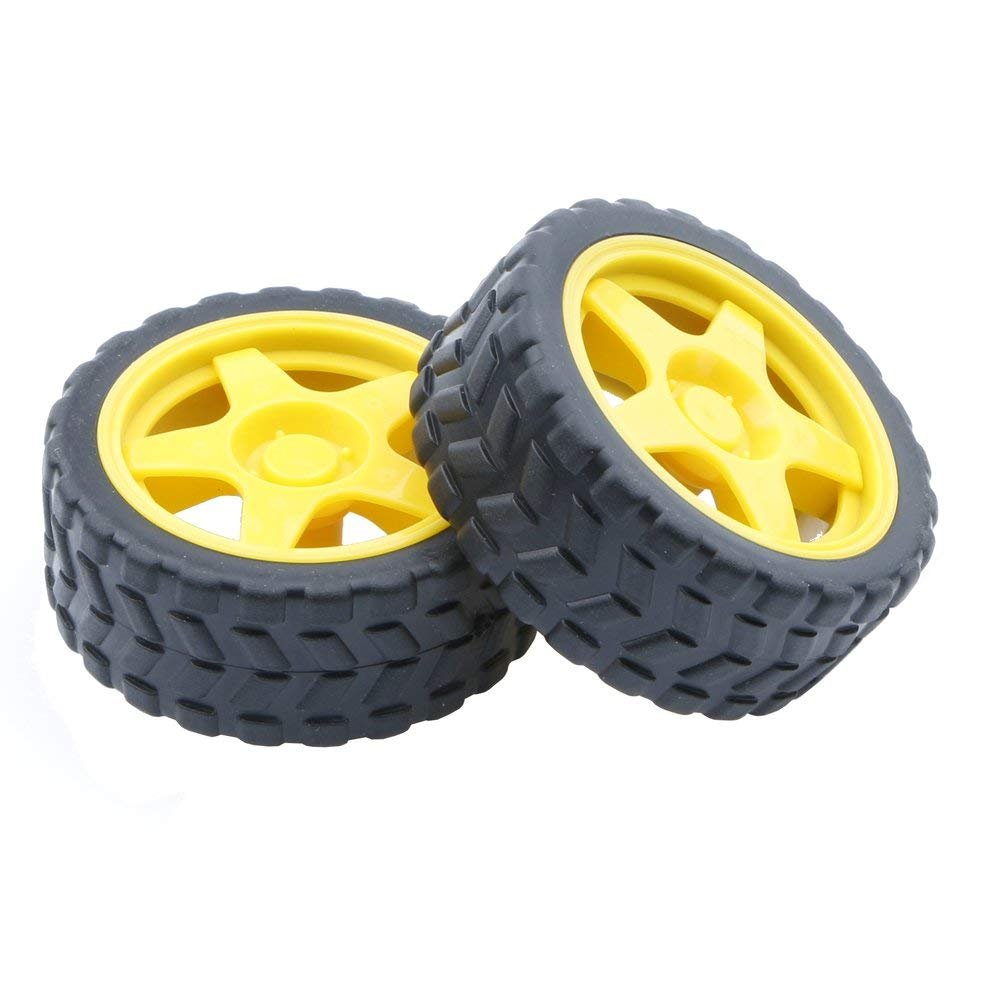Pxyelec 2 Pcs Tires Chassis Wheels For Small Smart Car Model Robot Tyres Model