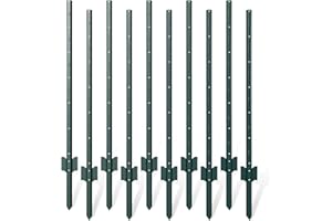 NESSXA 10 Pack Metal Fence Post, 4 Feet Heavy Duty Garden with U-Post, No Dig Garden Fence Stakes for Temporary Fencing, Corner Anchor