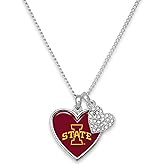 Iowa State Cyclones Amara Crystal Heart Silver Chain Necklace Jewelry Gift ISU