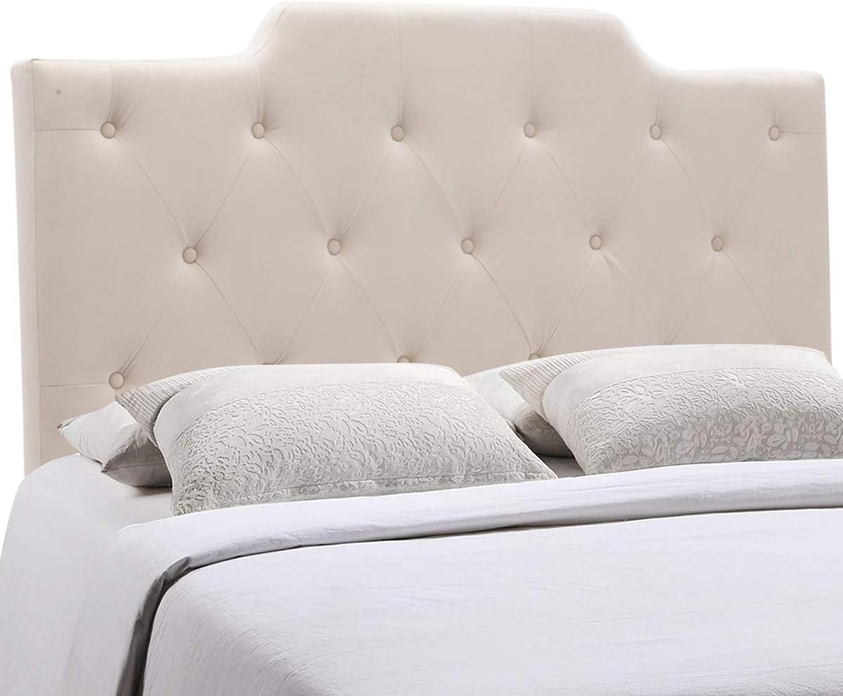 Best Tufted Nailhead Trim Ivory Velvet Headboard
