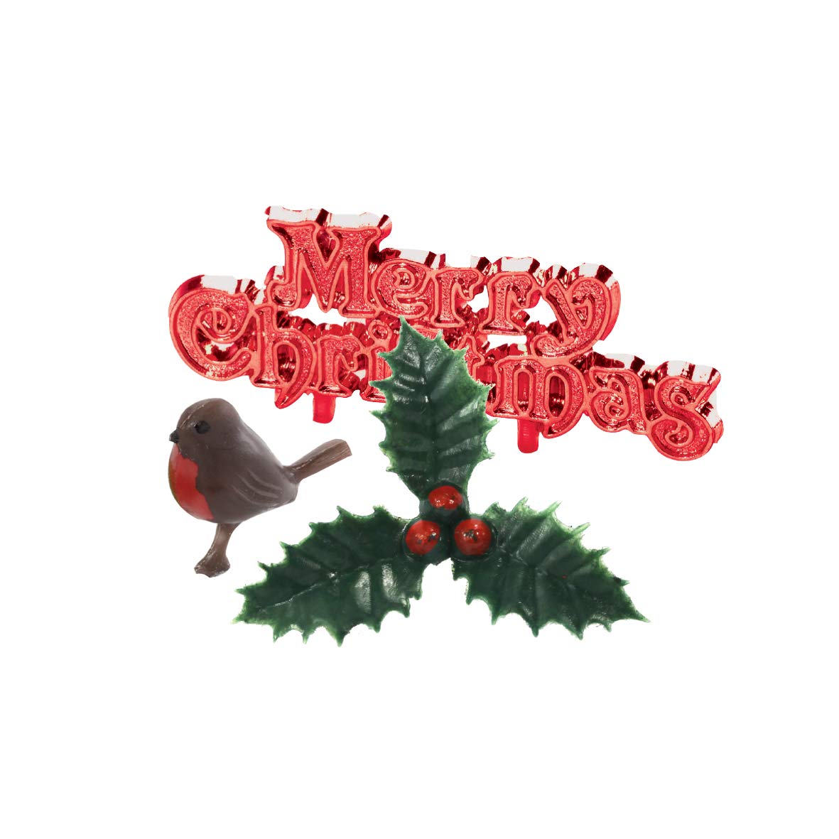 Anniversary House 3pcs Jewel Toned Yule Log Decorating Kit Christmas Cake Decorations, Christmas Cake Toppers, Yule Log Decorations, Traditional Non-Edible Decorations, BX315 UK