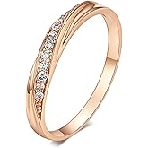 LRGKMCWTOB Charm Rose Gold Cubic Zirconia Ring for Women CZ Simulated Diamond Stackable Ring Eternity Bands Stackable Romantic Engagement Ring Halo Cut CZ Statement Promise Female Ring Size 8