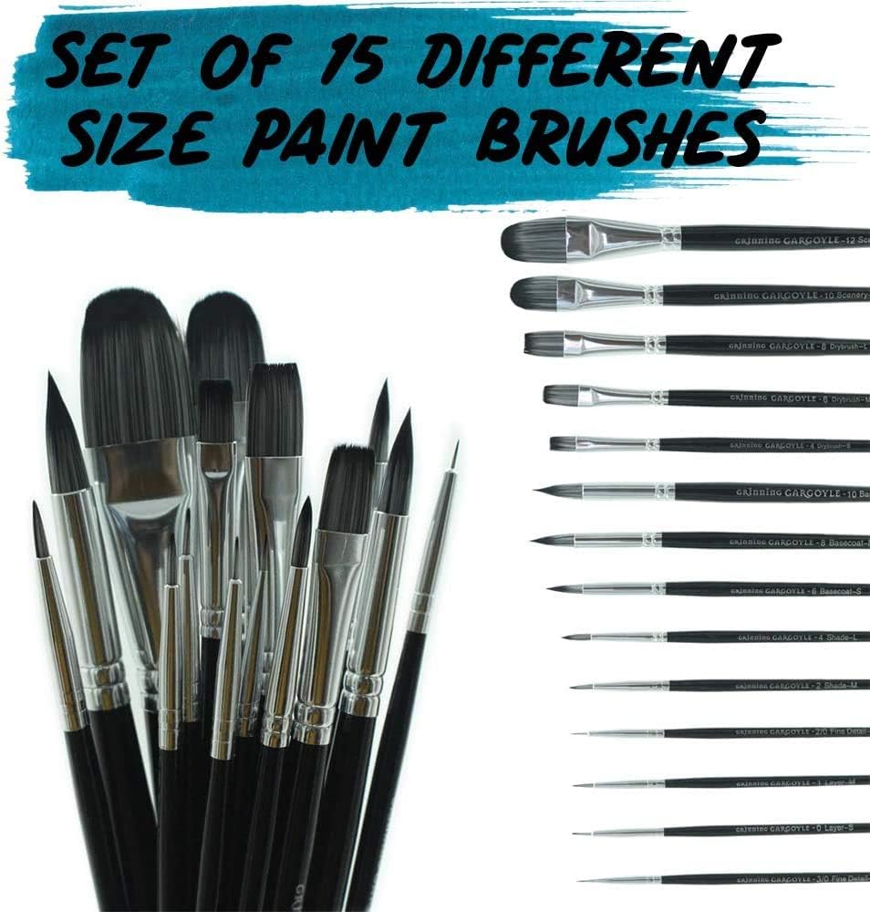 Acrylic Hobby Miniature Paint Brushes, 15 Precision Model Painting Brushes for Roleplaying Games and Wargaming Figures - Image 5