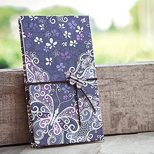 Duolaisu DIY Handmade Cloth Hardcover Kraft Paper Retro Accordion Style Photo Album 8.5x4.5Inch, Holds 4 x 6Inch Photos,One Self-adhesive Photo Corners